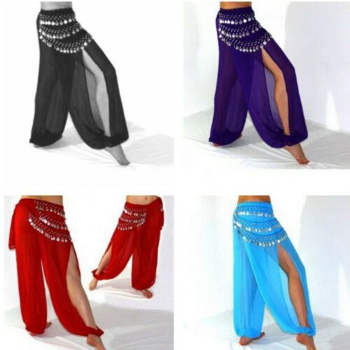 Chiffon Slit Harem Yoga Pant Belly Costume Tribal Pantalon Dance Size Xs-xl