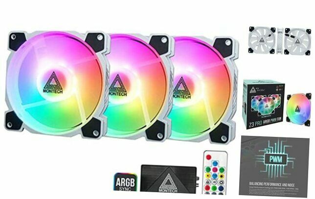 Addressable Rgb 120mm Fan, 3 Pack With Lighting Controller, Pwm Control Z3 Pro