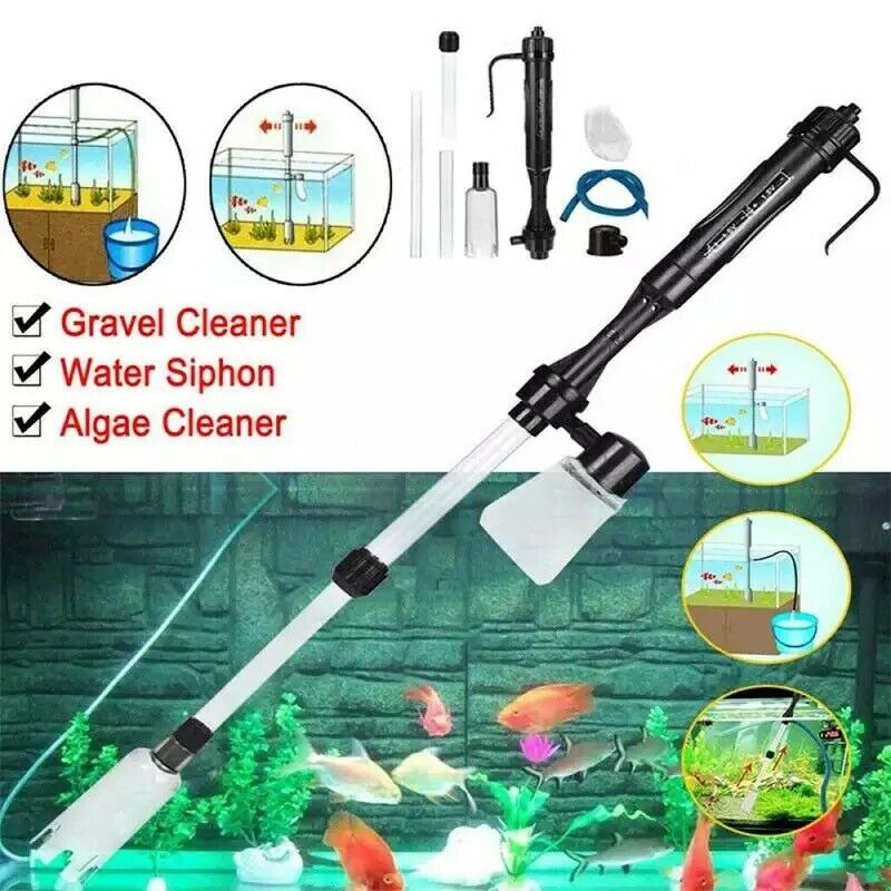 Electric Aquarium Fish Tank Siphon Pump Vacuum Gravel Water Filter Cleaner Pipe