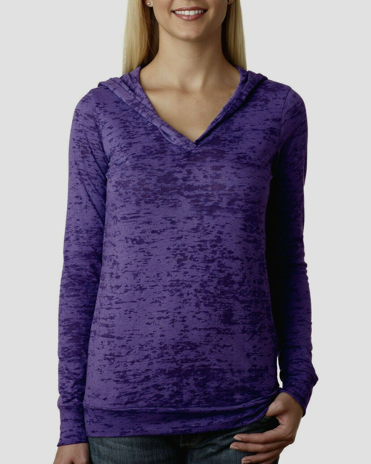Next Level  Women's Burnout Long Sleeve T-shirt Hoodie New Light Way-6521