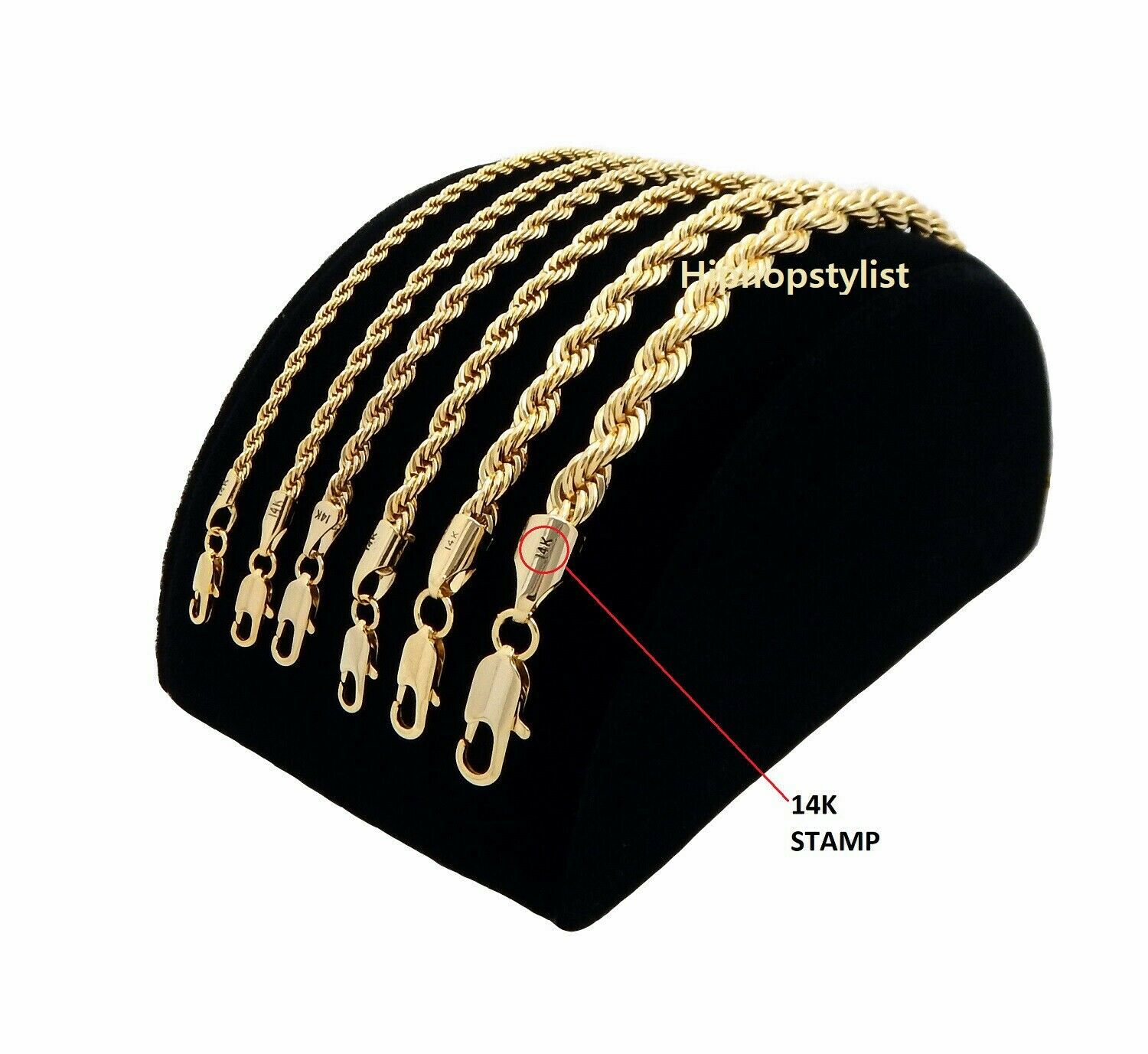 Mens Rope Chain Necklace Bracelet 2mm To 6mm 14k Gold Plated 8, 9, 20, 24, 30"