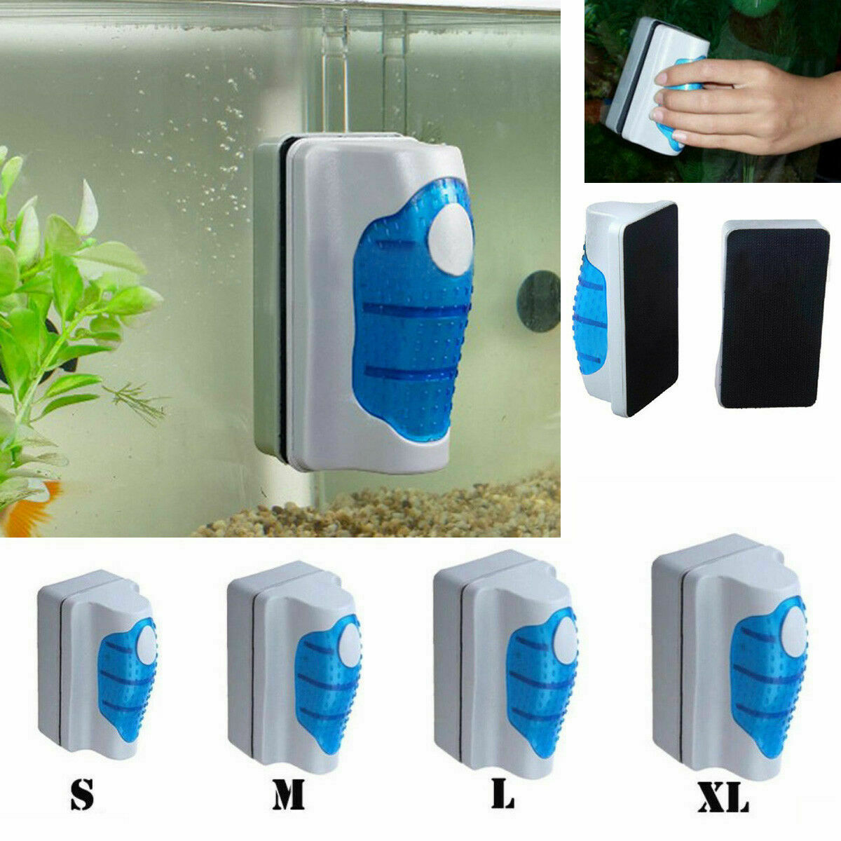 Aquarium Fish Tank Floating Magnetic Glass Cleaner Algae Brush Scrubber