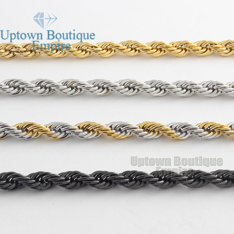 Men Women's Stainless Steel 2/3/4/5mm Rope Necklace Chain 18-36" Link