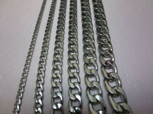 3/4/5/6/7/9/10/12 Mm 16-84" Stainless Steel Silver Cuban Curb Link Necklace