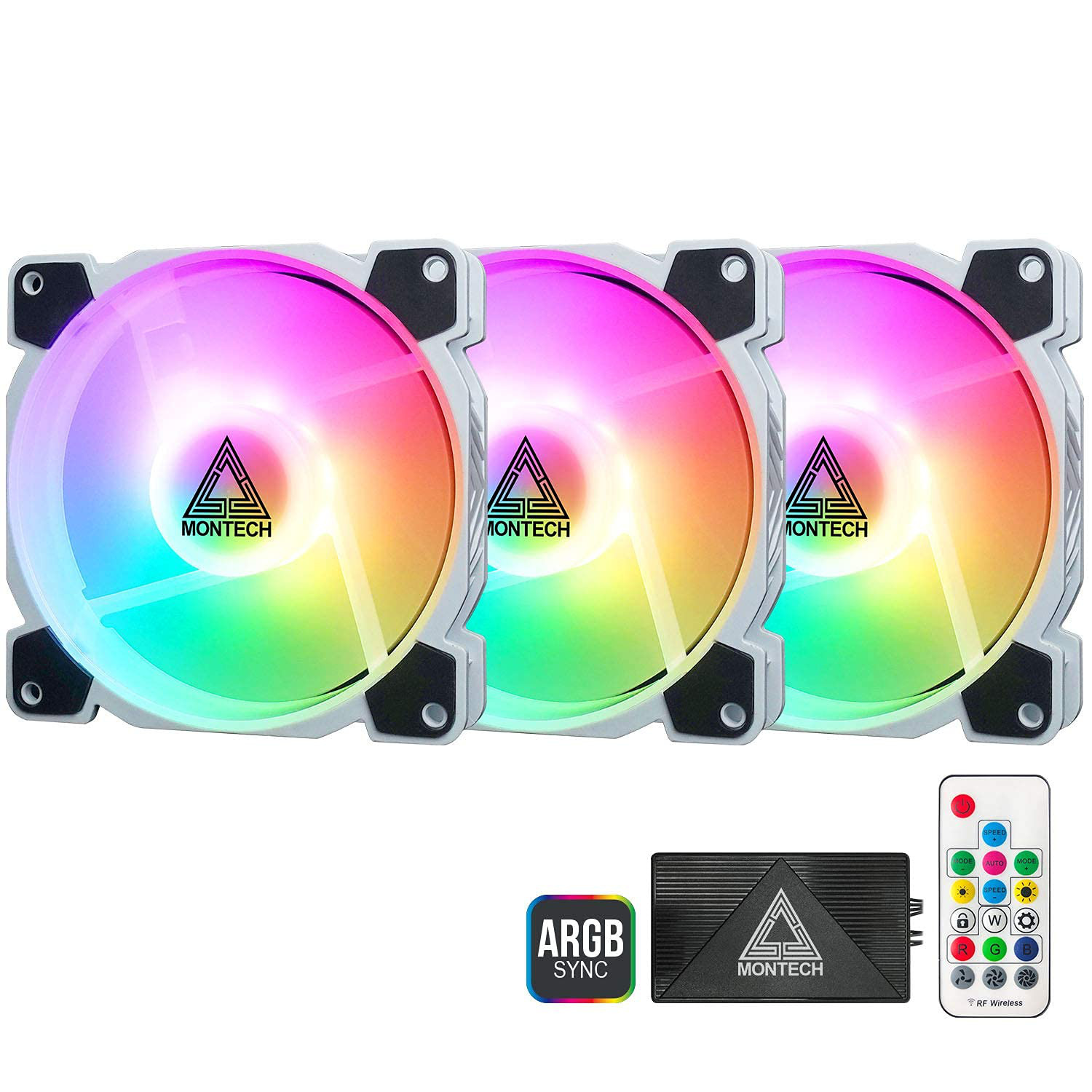 Montech Z3 Pro Addressable Rgb 120mm Fan, 3 Pack With Lighting Controller, Pwm C